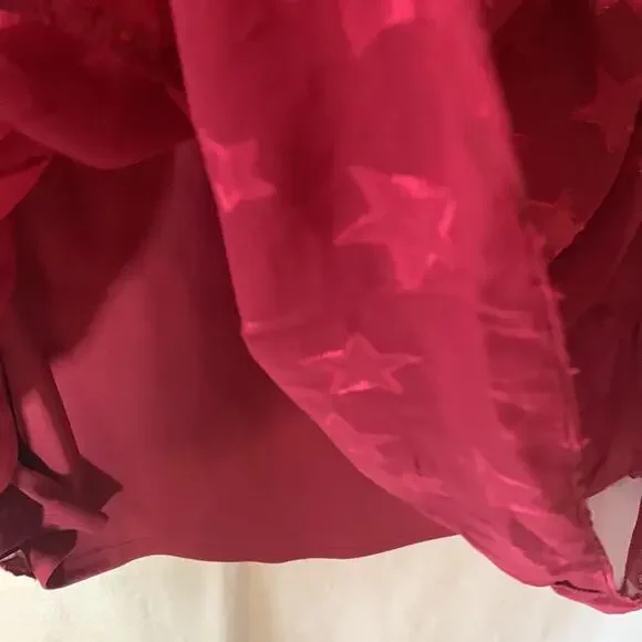 Torrid womens T size 00 medium large 10 red stars midi chiffon dress cute casual - Picture 10 of 15